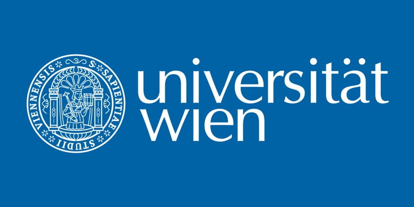 Logo Universität Wien - Weiß auf Blau